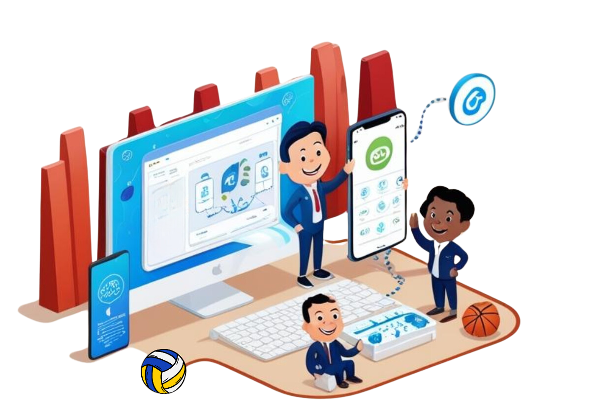 L'agence sportive myhobbyplace est la première agence de ce type ! Cette image montre trois membres de l'équipe MHP avec des outils digitaux hyper modernes. Ils montrent la méthode myhobbyplace, la start up du sport qui surprend tout le monde !